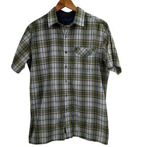 Kuhl Short Sleeve Plaid Button Front Shirt Size M Mens Stretch Green Outdoor